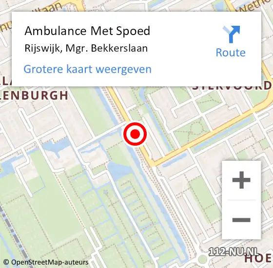 Locatie op kaart van de 112 melding: Ambulance Met Spoed Naar Rijswijk, Mgr. Bekkerslaan op 21 augustus 2017 21:45