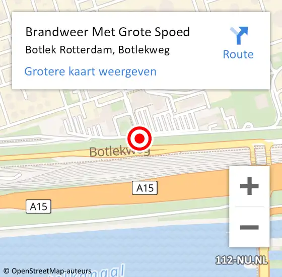 Locatie op kaart van de 112 melding: Brandweer Met Grote Spoed Naar Botlek Rotterdam, Botlekweg op 21 augustus 2017 21:49