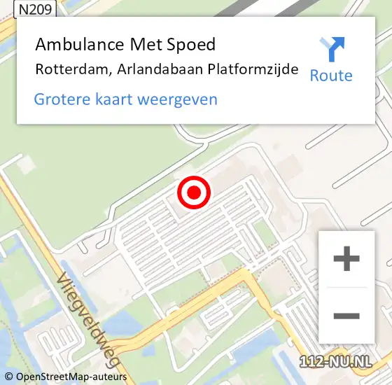 Locatie op kaart van de 112 melding: Ambulance Met Spoed Naar Rotterdam, Arlandabaan Platformzijde op 21 augustus 2017 21:55