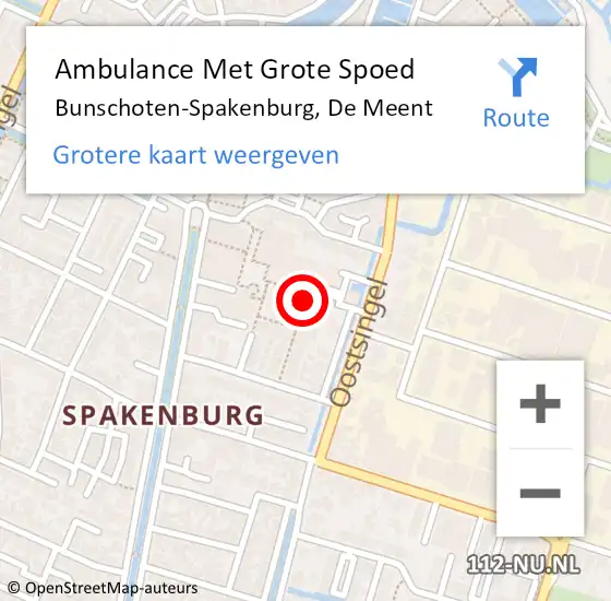 Locatie op kaart van de 112 melding: Ambulance Met Grote Spoed Naar Bunschoten-Spakenburg, De Meent op 21 augustus 2017 22:33