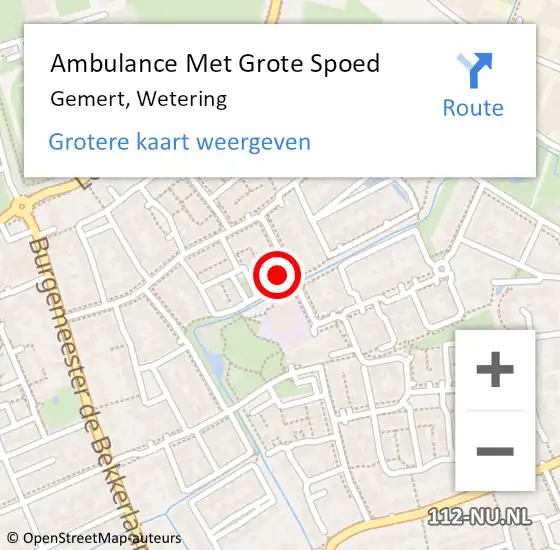 Locatie op kaart van de 112 melding: Ambulance Met Grote Spoed Naar Gemert, Wetering op 21 augustus 2017 22:52