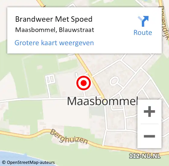 Locatie op kaart van de 112 melding: Brandweer Met Spoed Naar Maasbommel, Blauwstraat op 21 augustus 2017 23:33