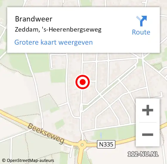 Locatie op kaart van de 112 melding: Brandweer Zeddam, 's-Heerenbergseweg op 21 augustus 2017 23:34