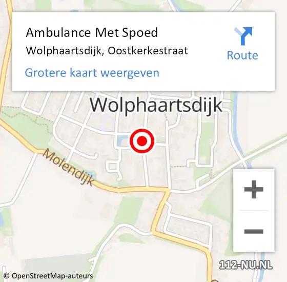 Locatie op kaart van de 112 melding: Ambulance Met Spoed Naar Wolphaartsdijk, Oostkerkestraat op 22 augustus 2017 01:28