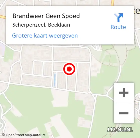 Locatie op kaart van de 112 melding: Brandweer Geen Spoed Naar Scherpenzeel, Beeklaan op 22 augustus 2017 01:50