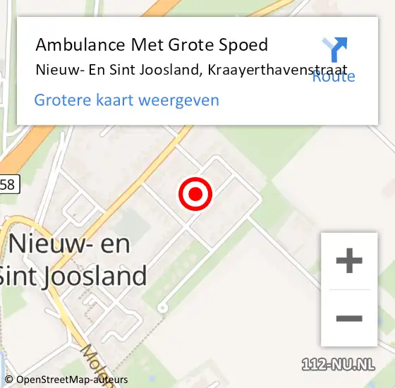 Locatie op kaart van de 112 melding: Ambulance Met Grote Spoed Naar Nieuw- En Sint Joosland, Kraayerthavenstraat op 22 augustus 2017 02:50