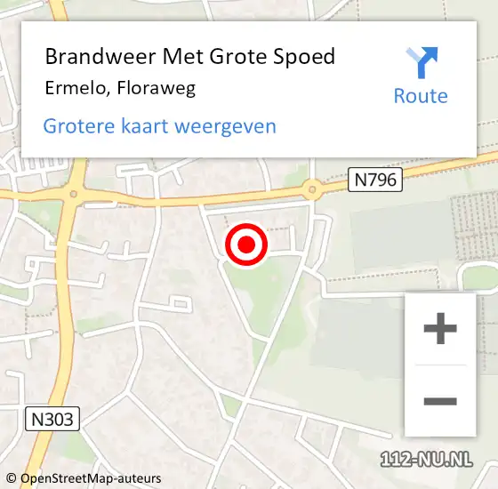 Locatie op kaart van de 112 melding: Brandweer Met Grote Spoed Naar Ermelo, Floraweg op 22 augustus 2017 04:27