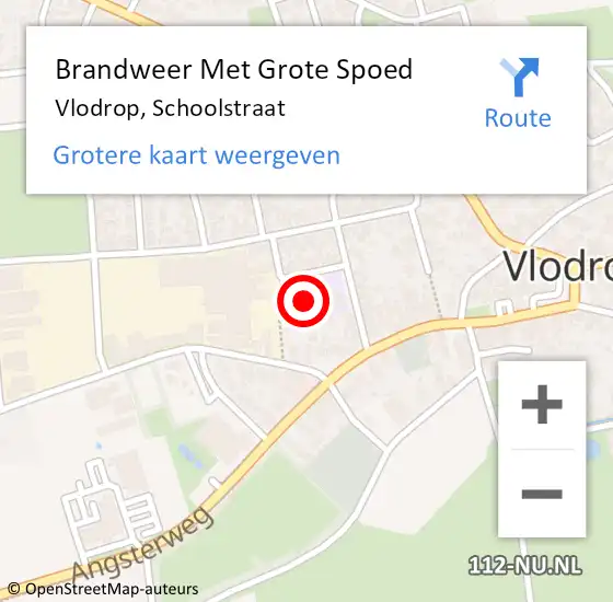 Locatie op kaart van de 112 melding: Brandweer Met Grote Spoed Naar Vlodrop, Schoolstraat op 22 augustus 2017 04:45