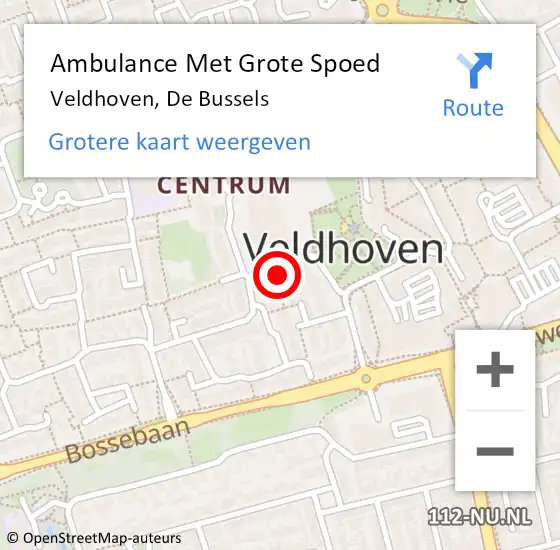 Locatie op kaart van de 112 melding: Ambulance Met Grote Spoed Naar Veldhoven, De Bussels op 22 augustus 2017 06:14