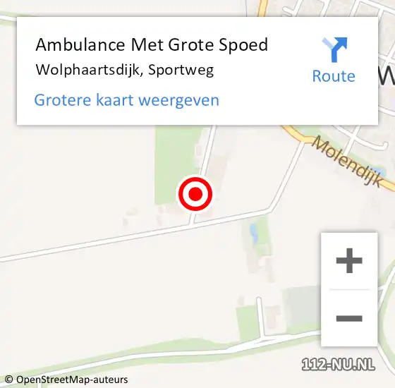 Locatie op kaart van de 112 melding: Ambulance Met Grote Spoed Naar Wolphaartsdijk, Sportweg op 22 augustus 2017 06:17