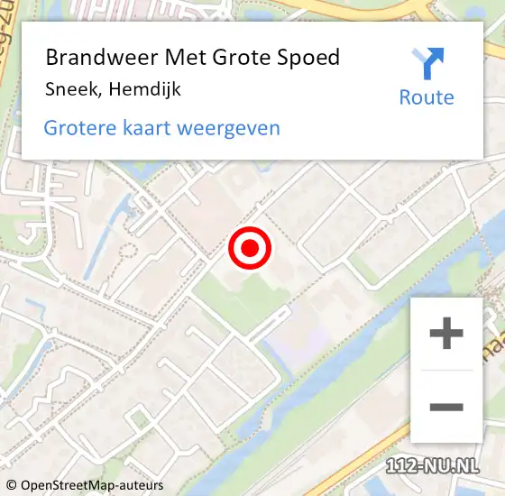 Locatie op kaart van de 112 melding: Brandweer Met Grote Spoed Naar Sneek, Hemdijk op 22 augustus 2017 07:47