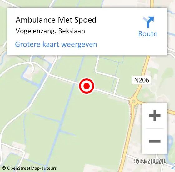 Locatie op kaart van de 112 melding: Ambulance Met Spoed Naar Vogelenzang, Bekslaan op 22 augustus 2017 08:35