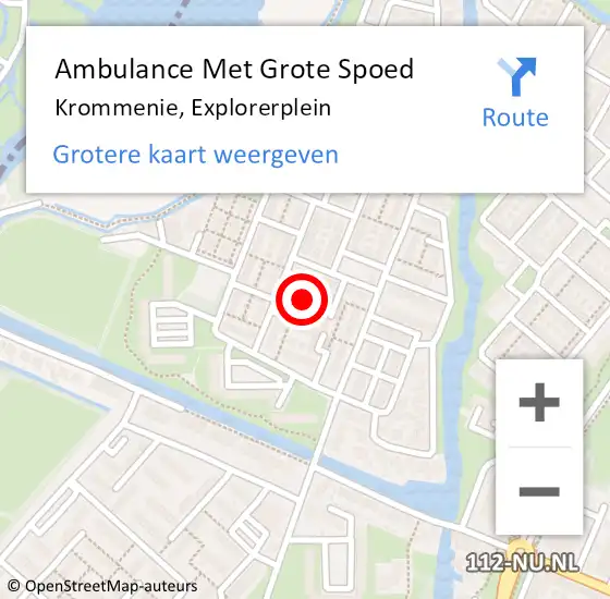 Locatie op kaart van de 112 melding: Ambulance Met Grote Spoed Naar Krommenie, Explorerplein op 22 augustus 2017 08:35