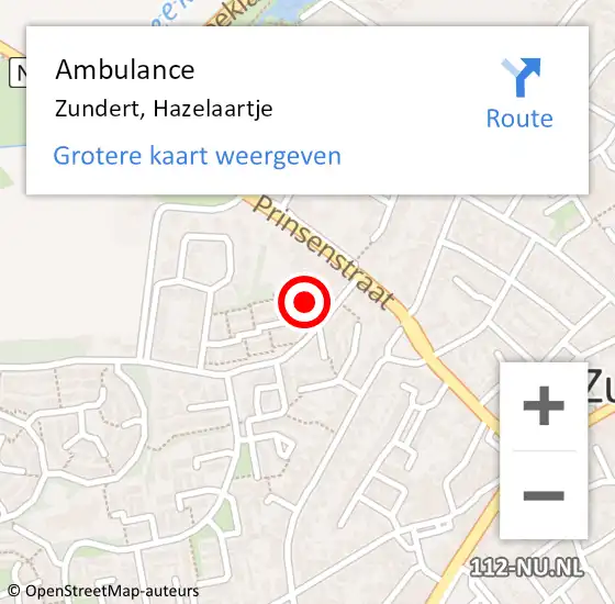 Locatie op kaart van de 112 melding: Ambulance Zundert, Hazelaartje op 22 augustus 2017 09:08