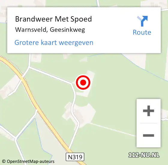 Locatie op kaart van de 112 melding: Brandweer Met Spoed Naar Warnsveld, Geesinkweg op 22 augustus 2017 09:23