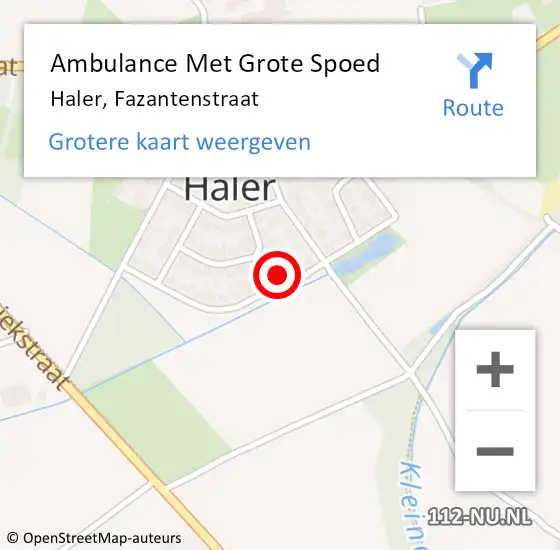 Locatie op kaart van de 112 melding: Ambulance Met Grote Spoed Naar Haler, Fazantenstraat op 22 augustus 2017 09:27