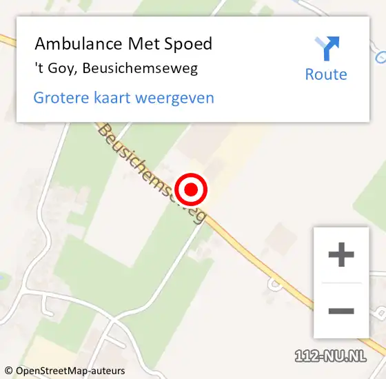 Locatie op kaart van de 112 melding: Ambulance Met Spoed Naar 't Goy, Beusichemseweg op 22 augustus 2017 09:35