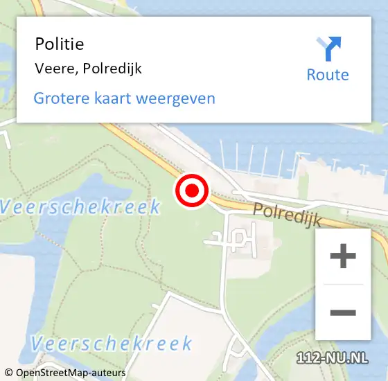 Locatie op kaart van de 112 melding: Politie Veere, Polredijk op 22 augustus 2017 10:00