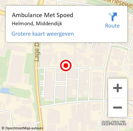 Locatie op kaart van de 112 melding: Ambulance Met Spoed Naar Helmond, Middendijk op 22 augustus 2017 10:06