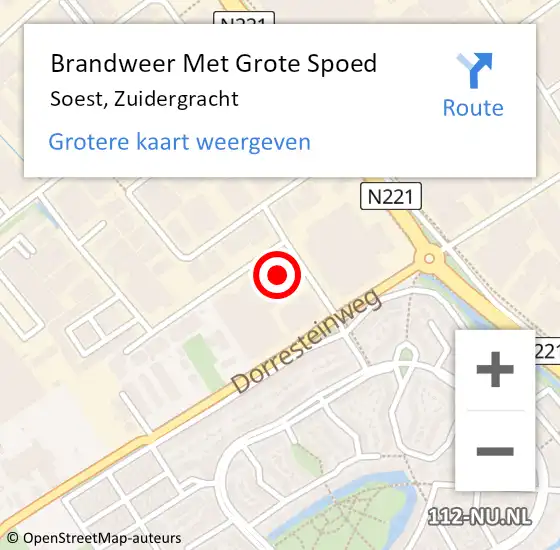 Locatie op kaart van de 112 melding: Brandweer Met Grote Spoed Naar Soest, Zuidergracht op 22 augustus 2017 10:10