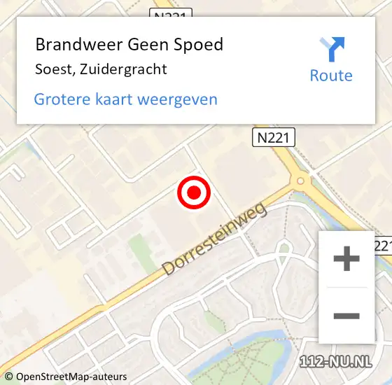 Locatie op kaart van de 112 melding: Brandweer Geen Spoed Naar Soest, Zuidergracht op 22 augustus 2017 10:12