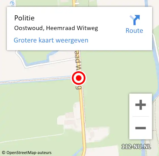 Locatie op kaart van de 112 melding: Politie Oostwoud, Heemraad Witweg op 22 augustus 2017 10:42