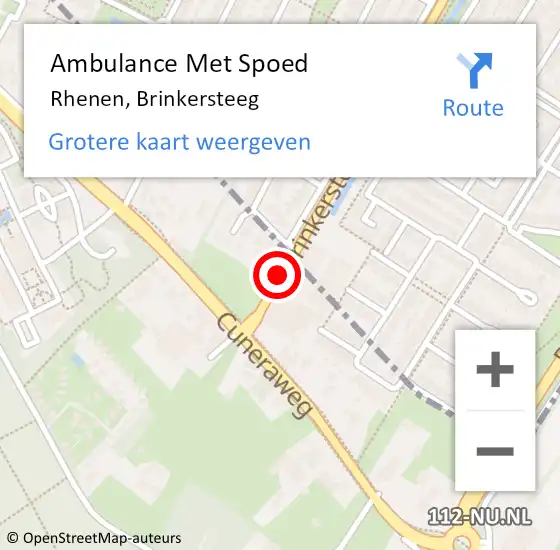 Locatie op kaart van de 112 melding: Ambulance Met Spoed Naar Rhenen, Brinkersteeg op 22 augustus 2017 11:00