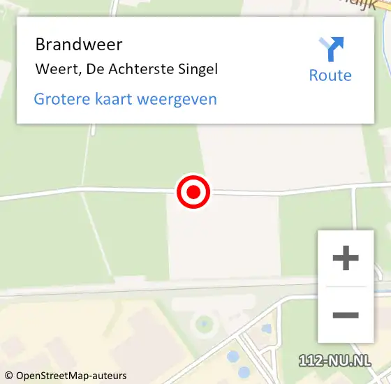 Locatie op kaart van de 112 melding: Brandweer Weert, De Achterste Singel op 22 augustus 2017 11:21