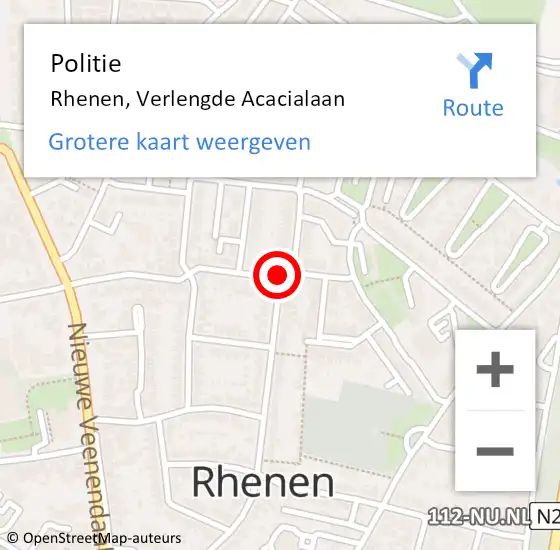 Locatie op kaart van de 112 melding: Politie Rhenen, Verlengde Acacialaan op 22 augustus 2017 11:23