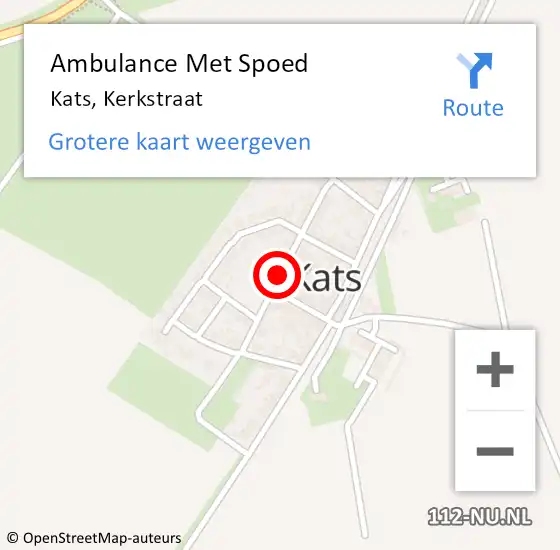 Locatie op kaart van de 112 melding: Ambulance Met Spoed Naar Kats, Kerkstraat op 22 augustus 2017 11:57