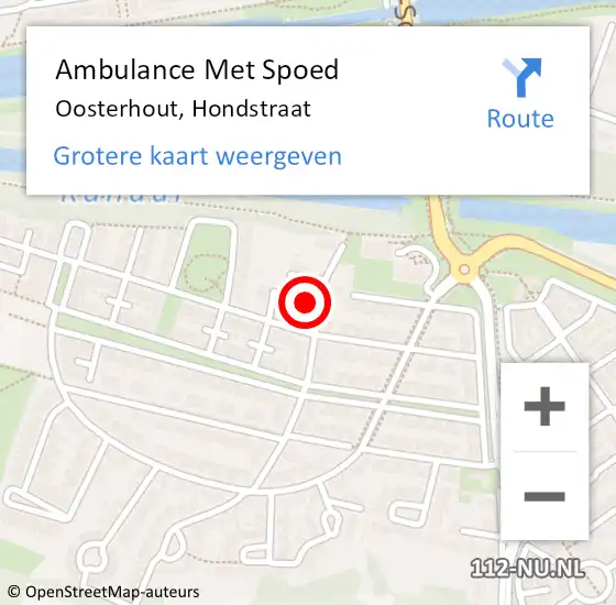 Locatie op kaart van de 112 melding: Ambulance Met Spoed Naar Oosterhout, Hondstraat op 22 augustus 2017 12:08