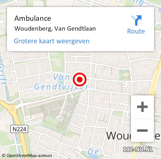 Locatie op kaart van de 112 melding: Ambulance Woudenberg, Van Gendtlaan op 22 augustus 2017 12:24