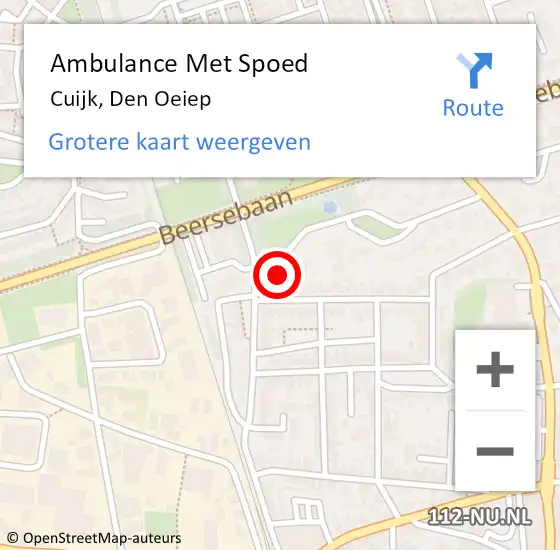 Locatie op kaart van de 112 melding: Ambulance Met Spoed Naar Cuijk, Den Oeiep op 22 augustus 2017 13:01