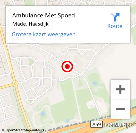 Locatie op kaart van de 112 melding: Ambulance Met Spoed Naar Made, Haasdijk op 22 augustus 2017 13:10