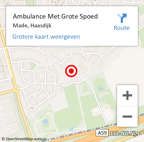 Locatie op kaart van de 112 melding: Ambulance Met Grote Spoed Naar Made, Haasdijk op 22 augustus 2017 13:11