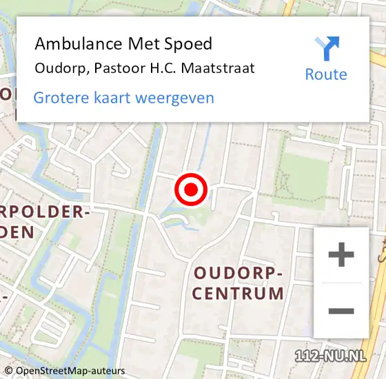 Locatie op kaart van de 112 melding: Ambulance Met Spoed Naar Oudorp, Pastoor H.C. Maatstraat op 22 augustus 2017 13:48