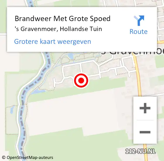 Locatie op kaart van de 112 melding: Brandweer Met Grote Spoed Naar 's Gravenmoer, Hollandse Tuin op 22 augustus 2017 13:54