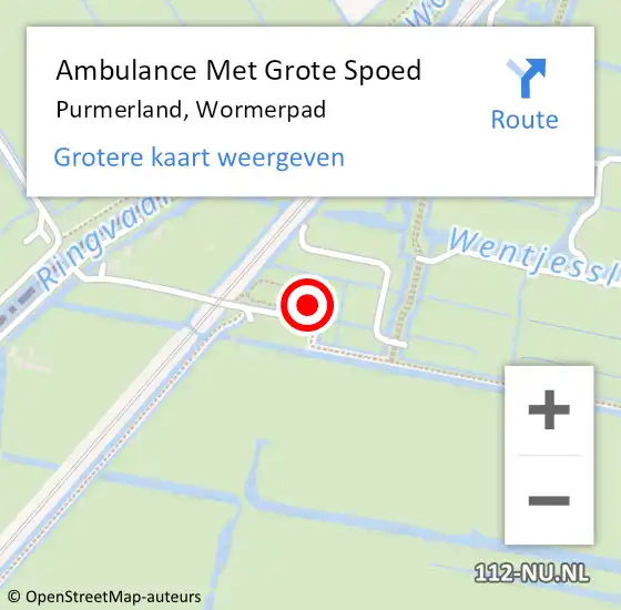 Locatie op kaart van de 112 melding: Ambulance Met Grote Spoed Naar Purmerland, Wormerpad op 22 augustus 2017 14:19