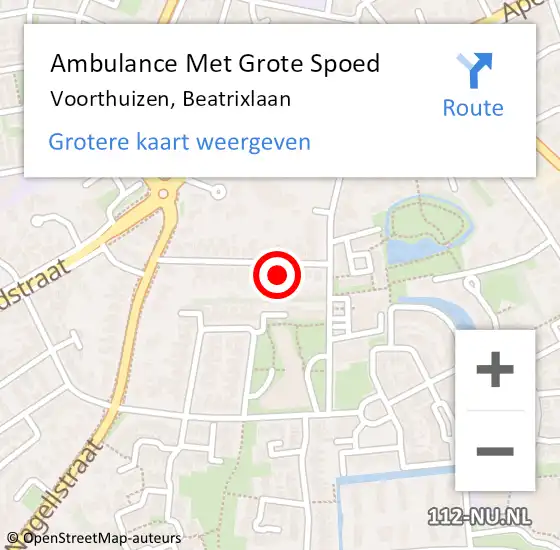 Locatie op kaart van de 112 melding: Ambulance Met Grote Spoed Naar Voorthuizen, Beatrixlaan op 22 augustus 2017 14:23