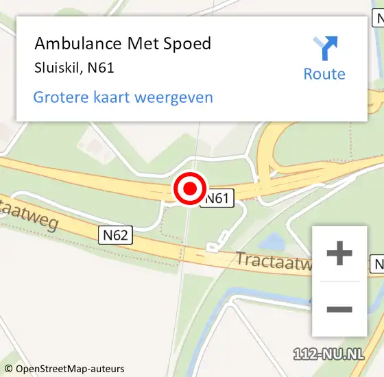 Locatie op kaart van de 112 melding: Ambulance Met Spoed Naar Sluiskil, N61 op 22 augustus 2017 14:41