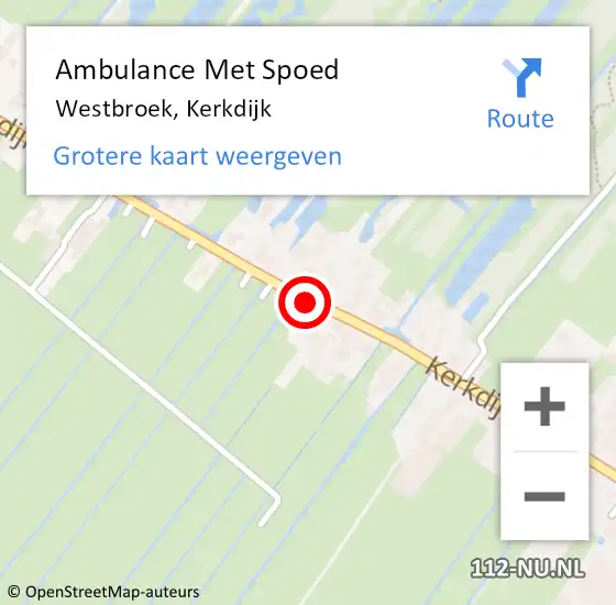 Locatie op kaart van de 112 melding: Ambulance Met Spoed Naar Westbroek, Kerkdijk op 22 augustus 2017 15:05