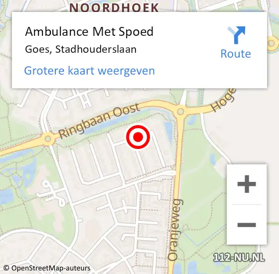 Locatie op kaart van de 112 melding: Ambulance Met Spoed Naar Goes, Stadhouderslaan op 30 januari 2014 10:28