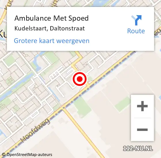 Locatie op kaart van de 112 melding: Ambulance Met Spoed Naar Kudelstaart, Daltonstraat op 22 augustus 2017 16:39