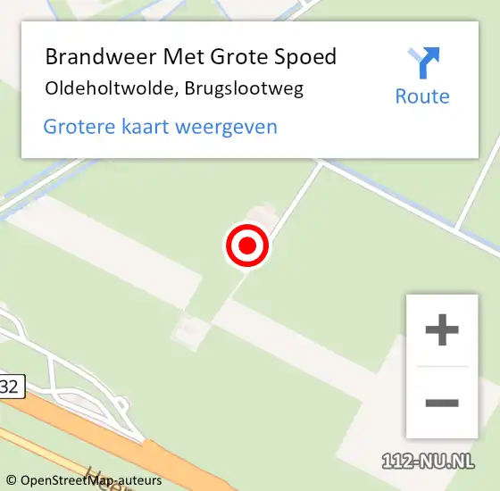 Locatie op kaart van de 112 melding: Brandweer Met Grote Spoed Naar Oldeholtwolde, Brugslootweg op 22 augustus 2017 16:58