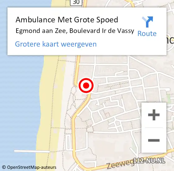 Locatie op kaart van de 112 melding: Ambulance Met Grote Spoed Naar Egmond aan Zee, Boulevard Ir de Vassy op 22 augustus 2017 17:41