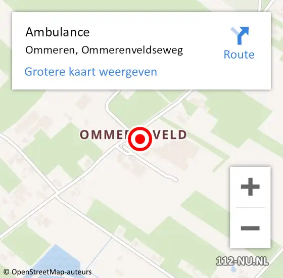 Locatie op kaart van de 112 melding: Ambulance Ommeren, Ommerenveldseweg op 22 augustus 2017 17:50