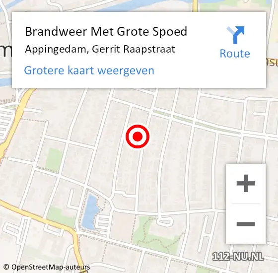 Locatie op kaart van de 112 melding: Brandweer Met Grote Spoed Naar Appingedam, Gerrit Raapstraat op 22 augustus 2017 18:05