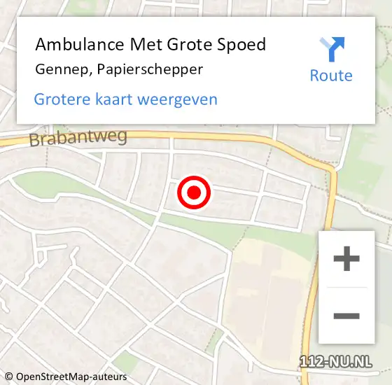 Locatie op kaart van de 112 melding: Ambulance Met Grote Spoed Naar Gennep, Papierschepper op 22 augustus 2017 18:24