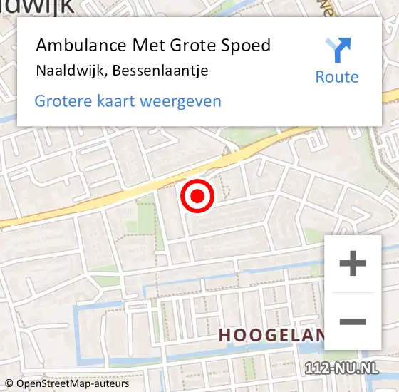 Locatie op kaart van de 112 melding: Ambulance Met Grote Spoed Naar Naaldwijk, Bessenlaantje op 22 augustus 2017 18:36