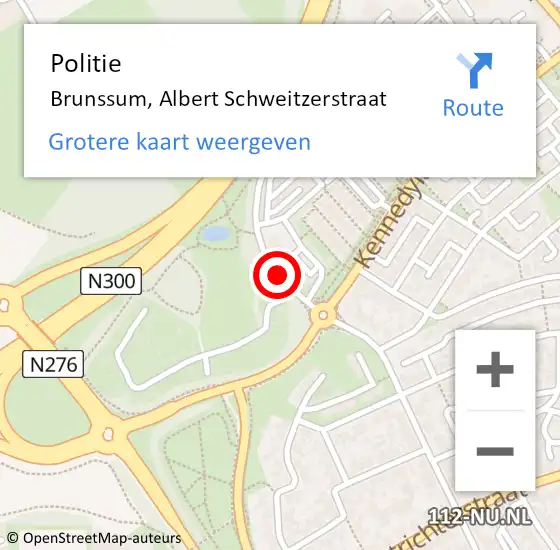 Locatie op kaart van de 112 melding: Politie Brunssum, Albert Schweitzerstraat op 22 augustus 2017 18:45